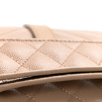 Grain De Poudre Textured Mixed Matelasse Medium Triquilt Monogram Satchel Dark Beige