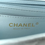 Lambskin Quilted Mini Top Handle Rectangular Flap Light Blue