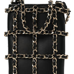 Lambskin Tech Me Out Clutch With Chain Black