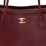 Calfskin Archetype Small Shopping Tote Dark Burgundy
