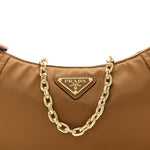 Re-Nylon Saffiano Demi-lune Shoulder Bag Brown