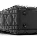 Ultra Matte Calfskin Cannage Mini Lady Dior Black