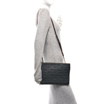 Calfskin Ottomar Monogram Medium Crossbody Pouch Black