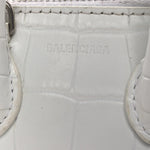 Calfskin Logo Crocodile Embossed Mini Ville Top Handle Bag White Black