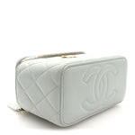 Caviar Quilted Sweetheart Vanity Case Bleu Clair