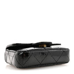 Patent Enamel Quilted Coco Hearts Clutch With Chain Black