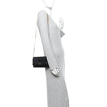 Supple Calfskin Caro Pouch with Chain Black