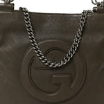 Sakai Be Green Calfskin Diagonal Stitched Small Blondie Tote Craclet Brown