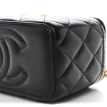Lambskin Quilted Small Pillow Crush Vanity Case With Chain Black