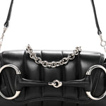 Nappa Vertical Matelasse Small Maxi Horsebit Chain Shoulder Bag Black