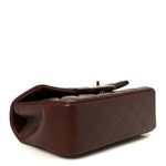 Lambskin Quilted Mini Top Handle Rectangular Flap Dark Brown