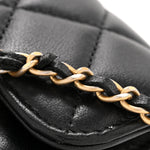 Lambskin Quilted Pearl Crush Flap With Chain Black