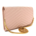 Grain De Poudre Matelasse Chevron Monogram Chain Wallet Pale Pink