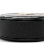 Grain De Poudre Matelasse Chevron Quilted Round Vinyle Camera Bag Black