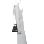 Signature Grained Calfskin Logo XXS Ville Top Handle Bag Black White