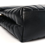 Calfskin Y Quilted Monogram Medium Loulou Chain Satchel Black