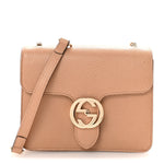 Dollar Calfskin Small Interlocking G Shoulder Bag Camelia