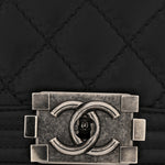 Calfskin Embossed Stitch Large Boy Flap Black