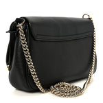 Pebbled Calfskin Medium Soho Flap Crossbody Black