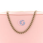 Dollar Calfskin Enamel Super Mini GG Marmont Chain Shoulder Bag Light Pink Blue