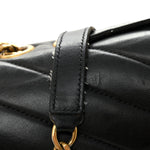 Calfskin Y Quilted Monogram Medium Loulou Chain Satchel Black