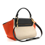 Smooth Calfskin Linen Small Tri-Color Trapeze Orange