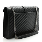 Grain De Poudre Matelasse Chevron Large Monogram Satchel Black
