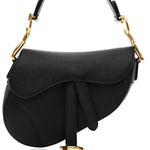 Grained Calfskin Mini Saddle Bag Black