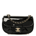 Patent Calfskin Quilted Mini Flap Black
