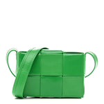 Crinkled Lambskin Maxi Intrecciato Extra Mini Cassette Crossbody Bag Parakeet