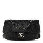 Caviar Quilted Medium Elastic Flap Black