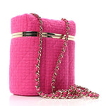 Tweed Quilted Small Vanity Case Fuchsia
