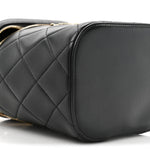 Lambskin Quilted Trendy Vanity Case Black