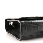 Calfskin Crocodile Embossed Small Classic Monogram Kate Tassel Satchel Black