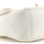 Shiny Lambskin Quilted Mini Flap White