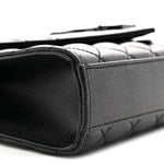 Grain De Poudre Textured Mixed Matelasse Triquilt Small Monogram Monochrome Satchel Black