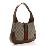 GG Supreme Monogram Azalea Calfskin Web Small Jackie 1961 Hobo Beige Ebony Brown Sugar