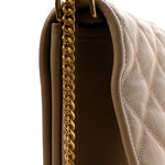 Lambskin Quilted Mini Becky Chain Bag Dark Beige
