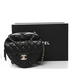 Lambskin Quilted CC In Love Heart Bag Black
