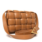 Nappa Maxi Intreccio Padded Cassette Crossbody Bag Caramel