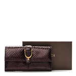 Metallic Snakeskin Soft Stirrup Wallet Brown