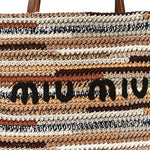 Cotton Crochet Stripe Vertical Tote Bag Naturale