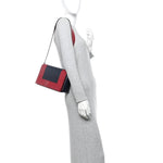 Shiny Smooth Calfskin Medium Frame Shoulder Bag Red Navy