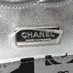 Lambskin Graffiti Printed Medium Double Flap Black Silver