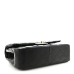 Lambskin Quilted Jumbo Double Flap  Black
