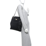 Calfskin Perforated Drill Tote Bag Black