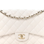 Caviar Quilted Jumbo Double Flap White