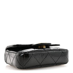 Patent Enamel Quilted Coco Hearts Clutch With Chain Black
