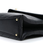 Lambskin Chevron Stitched Medium Envelope Flap Black