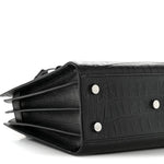 Calfskin Crocodile Embossed Baby Sac De Jour Black